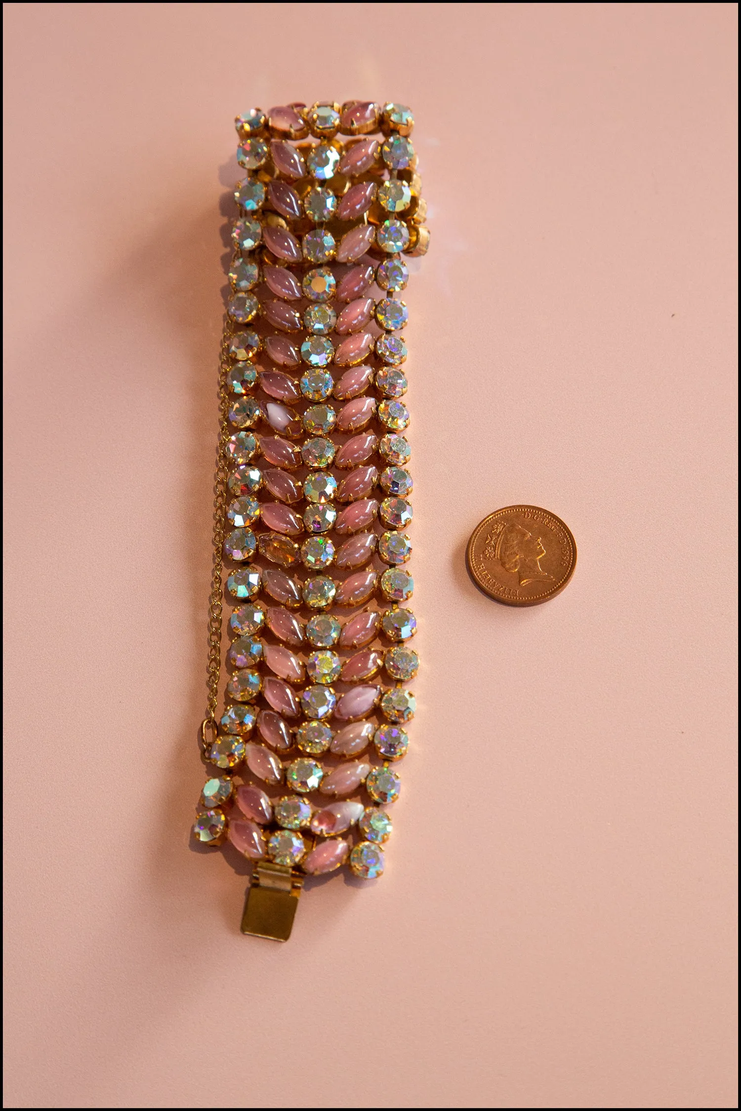 Vintage 1950s Pink Moonstone Bracelet