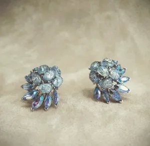 Vintage Trifari Icy Blue spray  Earrings