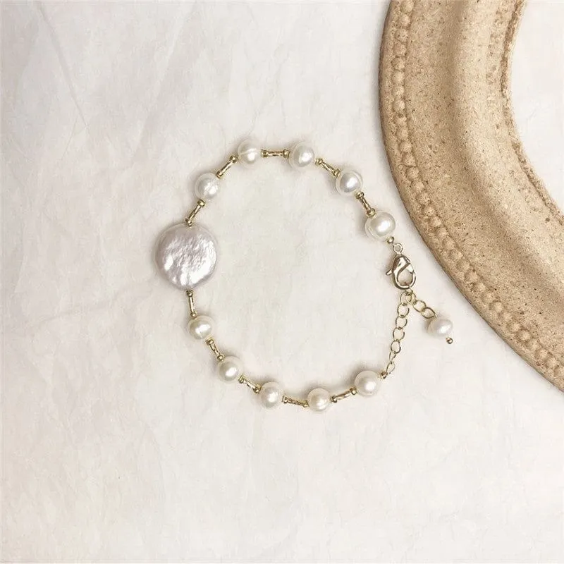 White Iridescent Pearl Bracelet