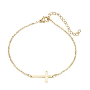 Women's Cross Bracelet <br> Small Sideways Cross