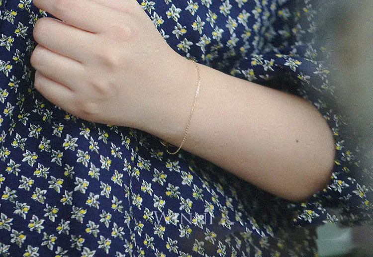 Women's Sterling Silver Gold-plated Bracelet Very Thin Bare Chain Simple Chain