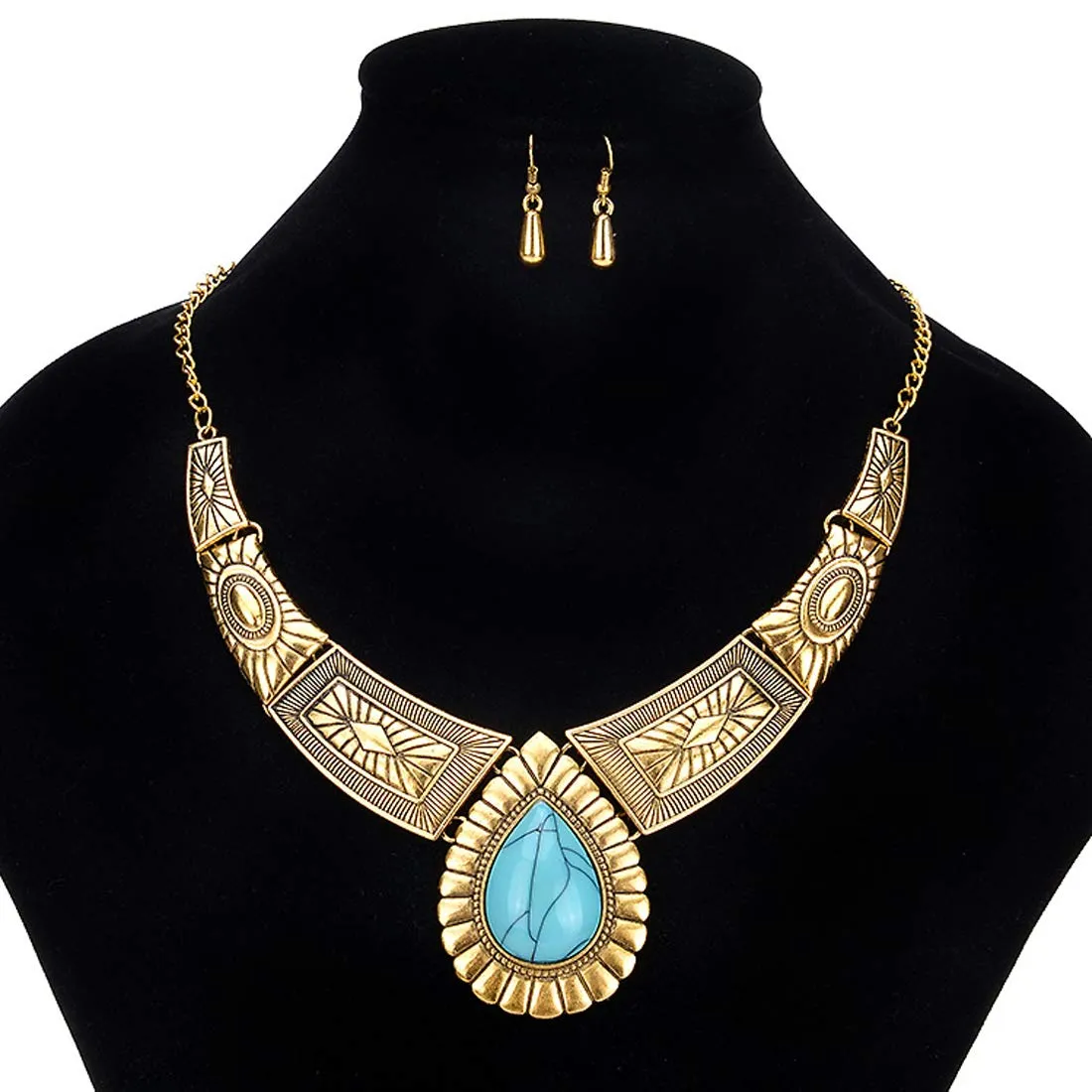 Yellow Chimes Acrylic Gold Blue Jewel Set for Women And Girls