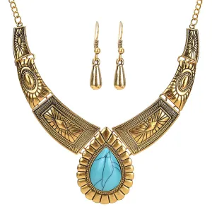 Yellow Chimes Acrylic Gold Blue Jewel Set for Women And Girls