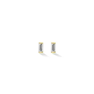 Yellow Gold Light Stud Earrings with White Diamonds