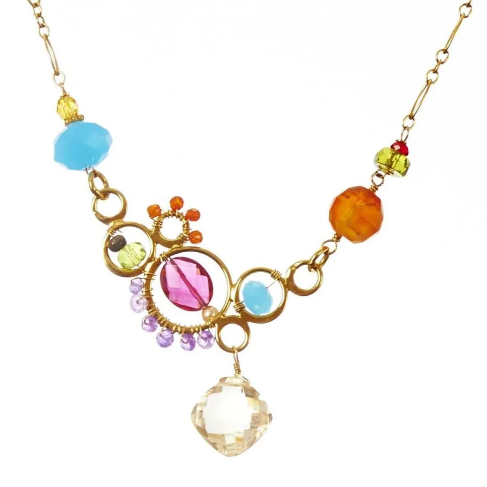 Zoe Colorful Statement Bubble Necklace