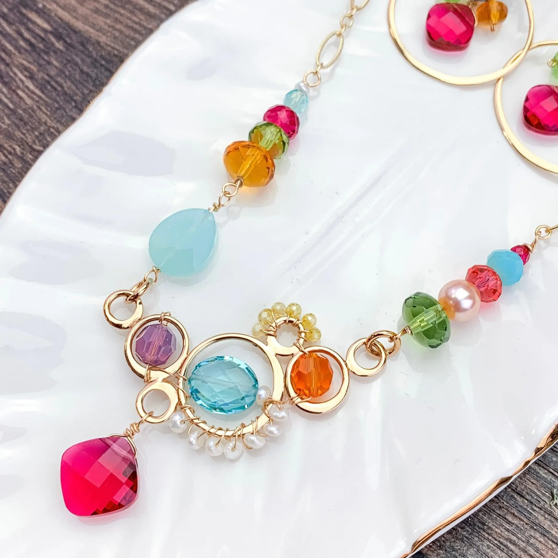 Zoe Colorful Statement Bubble Necklace