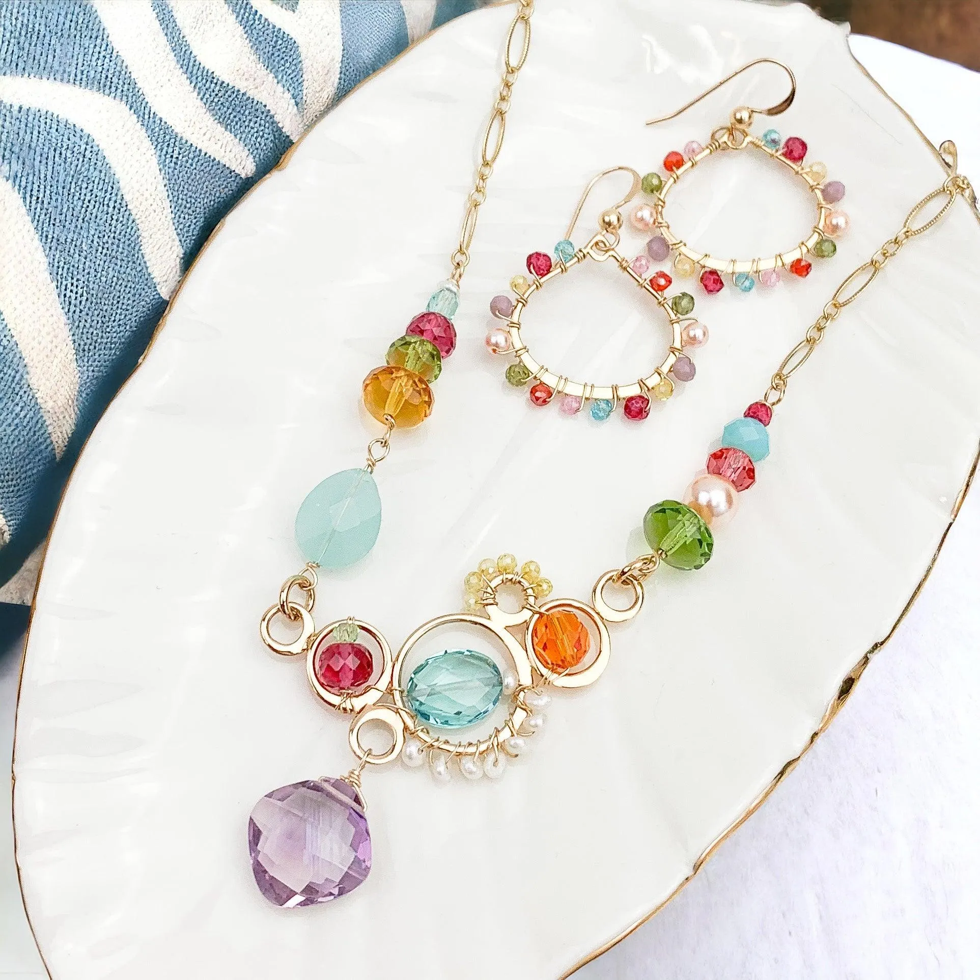 Zoe Colorful Statement Bubble Necklace