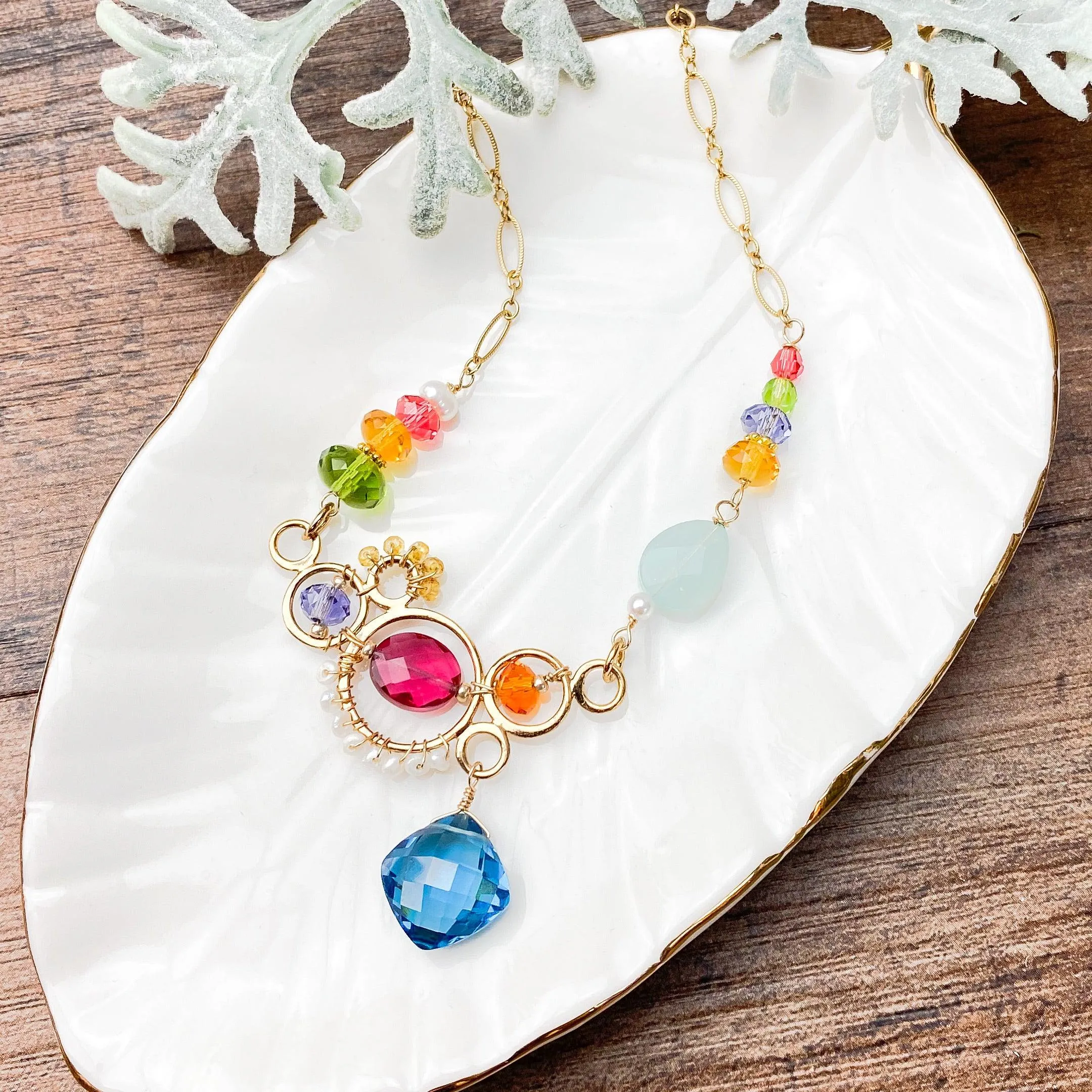 Zoe Colorful Statement Bubble Necklace