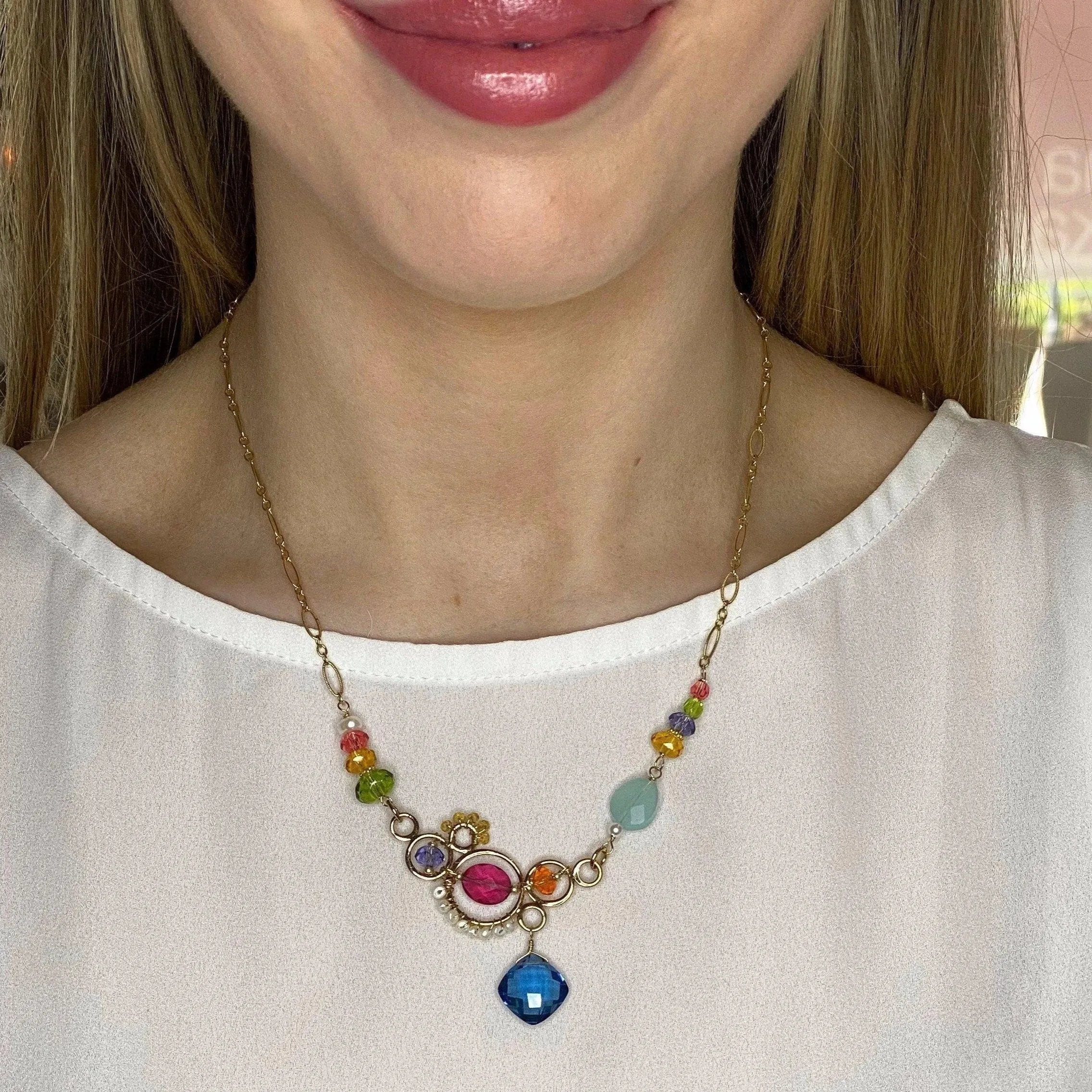 Zoe Colorful Statement Bubble Necklace