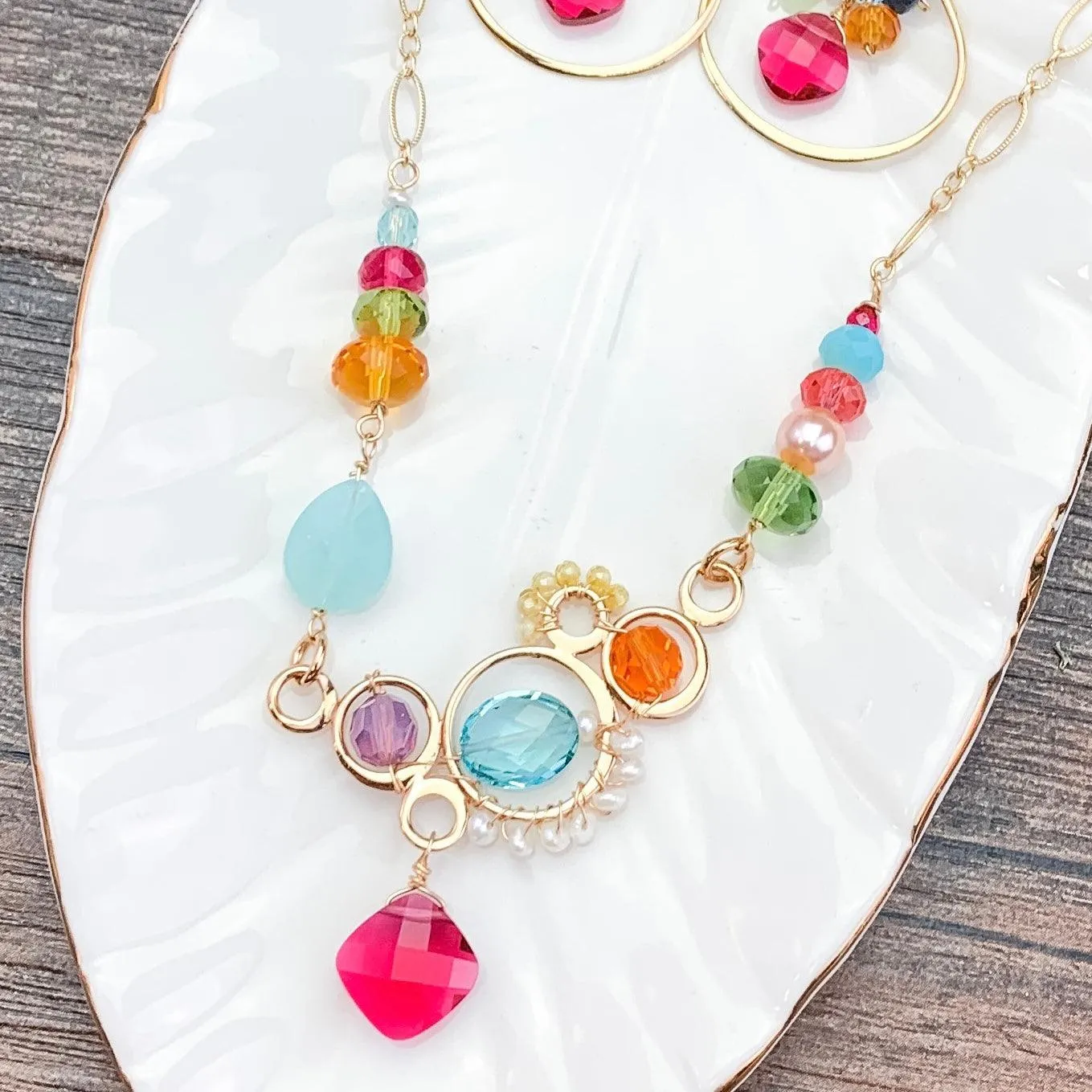 Zoe Colorful Statement Bubble Necklace